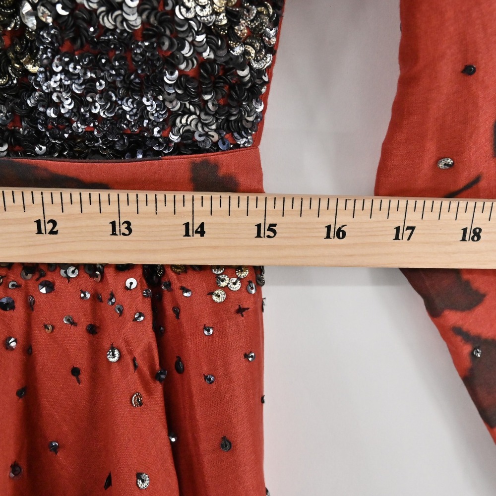 Saaksha Kinni Beaded Floral Maxi Dress Womens S Gown Black Sequin Elegant Formal - Picture 6 of 13
